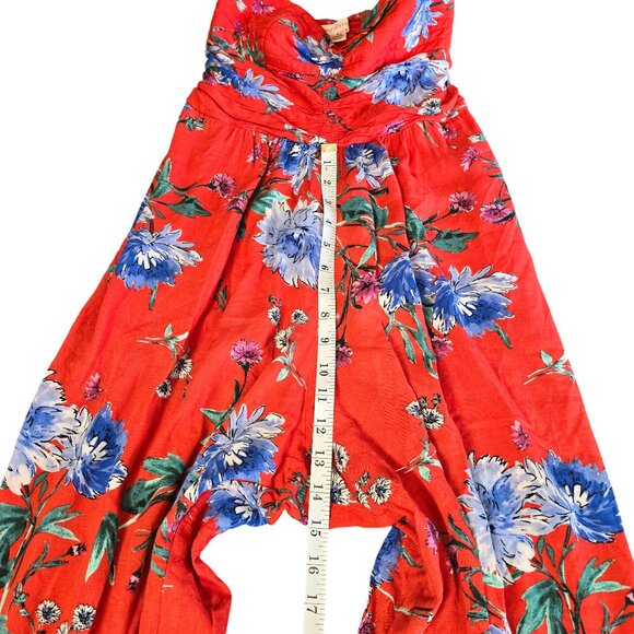 Band of Gypsies Strapless Red Floral Jumpsuit Size: S Excellent Used‎ Condition - Picture 5 of 8